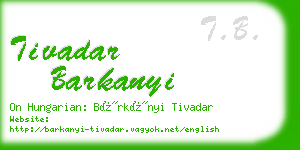 tivadar barkanyi business card